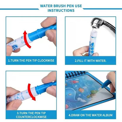 Kids drawing with Magic Water Pen - 100% Mess Free Reusable Pages